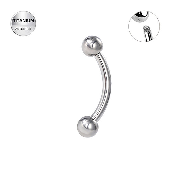 Curved barbell titāna sudraba krāsā
