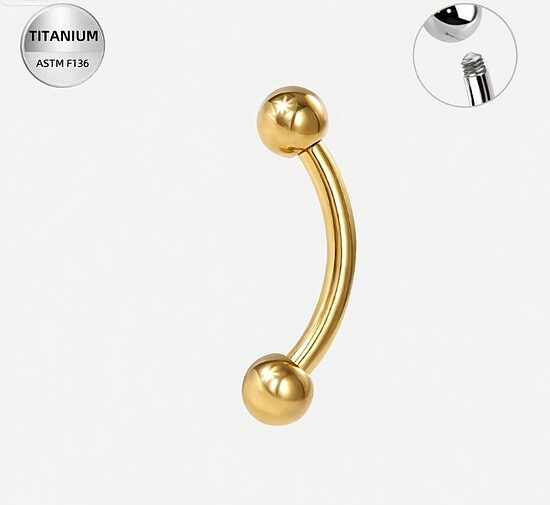 Curved barbell titāna zelta krāsā