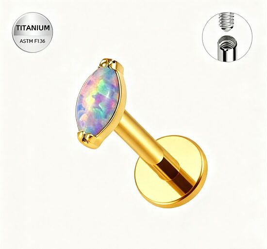 Labrets titāna "OPAL PETAL" zelta krāsā