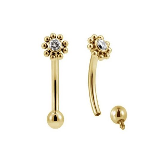 Curved barbell titāna "SUNNY" zelta krāsā